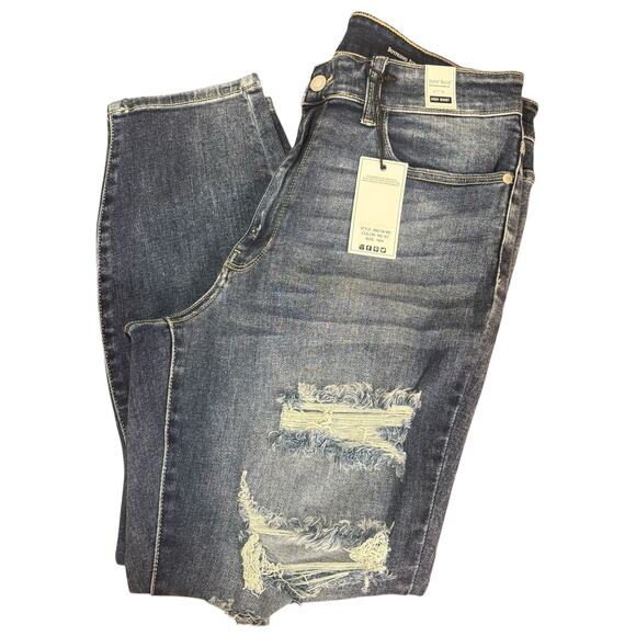 Judy Blue Boyfriend Jeans Women's 16W High Rise Relaxed Fit Ripped Stretch Denim - Picture 2 of 15